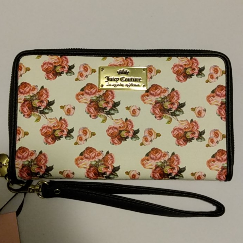 Juicy Couture Pink and Cream Floral Wallet with Gold Logo - Picture 2 of 7